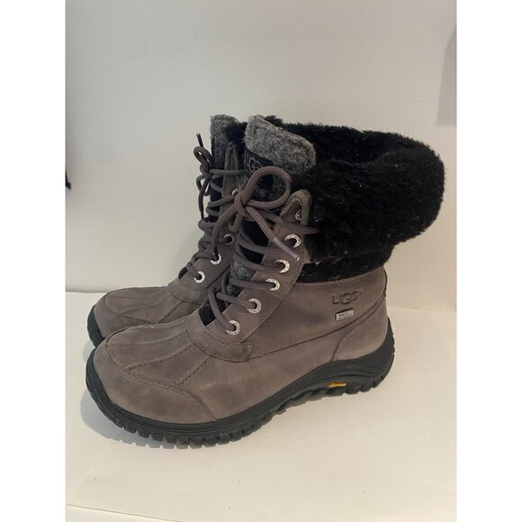 UGG ADIRONDACK II WOMEN WINTER BOOTS LEATHER CHARCOAL US 6 / UK 4.5/ EU 38 - Picture 3 of 8